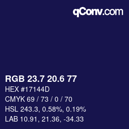 カラーコード: RGB 23.7 20.6 77 | qconv.com