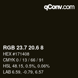 カラーコード: RGB 23.7 20.6 8 | qconv.com