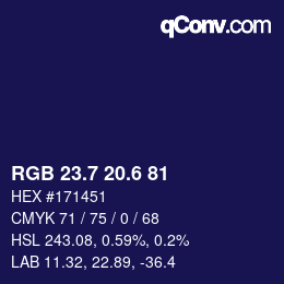 カラーコード: RGB 23.7 20.6 81 | qconv.com