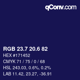 カラーコード: RGB 23.7 20.6 82 | qconv.com