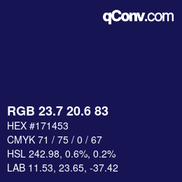 カラーコード: RGB 23.7 20.6 83 | qconv.com