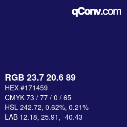 カラーコード: RGB 23.7 20.6 89 | qconv.com