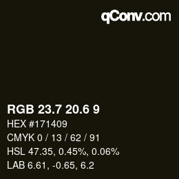 カラーコード: RGB 23.7 20.6 9 | qconv.com