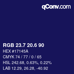 カラーコード: RGB 23.7 20.6 90 | qconv.com