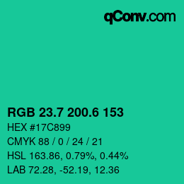 カラーコード: RGB 23.7 200.6 153 | qconv.com