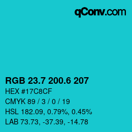 カラーコード: RGB 23.7 200.6 207 | qconv.com
