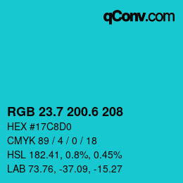 カラーコード: RGB 23.7 200.6 208 | qconv.com
