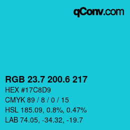 カラーコード: RGB 23.7 200.6 217 | qconv.com