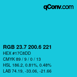 カラーコード: RGB 23.7 200.6 221 | qconv.com