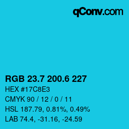 カラーコード: RGB 23.7 200.6 227 | qconv.com