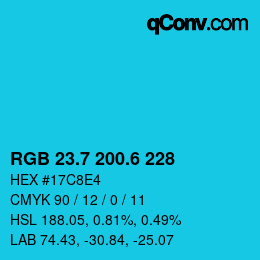 カラーコード: RGB 23.7 200.6 228 | qconv.com