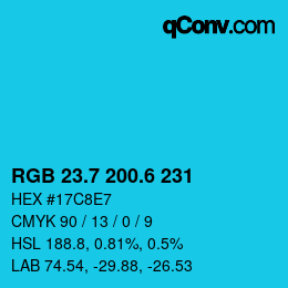 カラーコード: RGB 23.7 200.6 231 | qconv.com