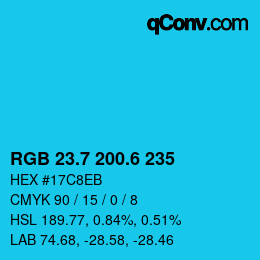 カラーコード: RGB 23.7 200.6 235 | qconv.com