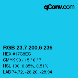 カラーコード: RGB 23.7 200.6 236 | qconv.com