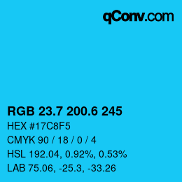 カラーコード: RGB 23.7 200.6 245 | qconv.com