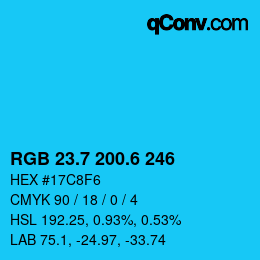 カラーコード: RGB 23.7 200.6 246 | qconv.com