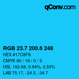 カラーコード: RGB 23.7 200.6 248 | qconv.com