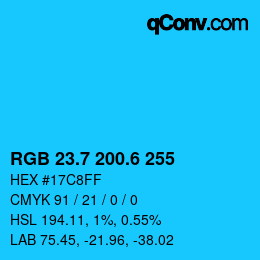 カラーコード: RGB 23.7 200.6 255 | qconv.com