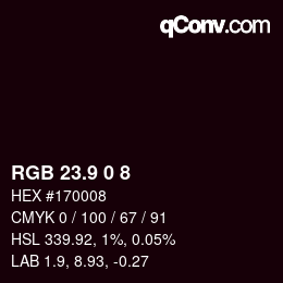 Color code: RGB 23.9 0 8 | qconv.com