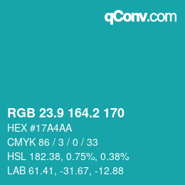 Color code: RGB 23.9 164.2 170 | qconv.com