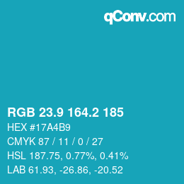Color code: RGB 23.9 164.2 185 | qconv.com