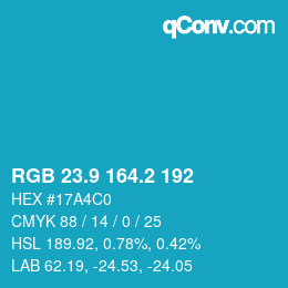 カラーコード: RGB 23.9 164.2 192 | qconv.com