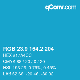 Color code: RGB 23.9 164.2 204 | qconv.com