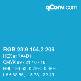 Color code: RGB 23.9 164.2 209 | qconv.com