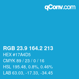 Color code: RGB 23.9 164.2 213 | qconv.com