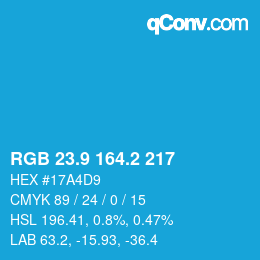 Color code: RGB 23.9 164.2 217 | qconv.com