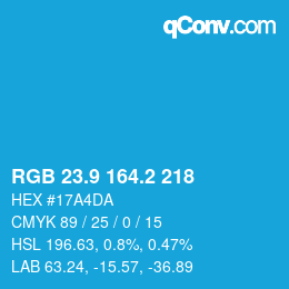 Color code: RGB 23.9 164.2 218 | qconv.com
