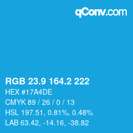 Color code: RGB 23.9 164.2 222 | qconv.com