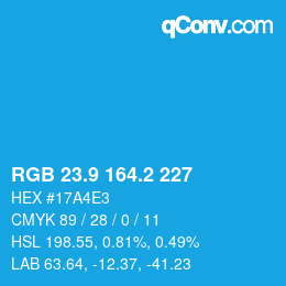 Color code: RGB 23.9 164.2 227 | qconv.com