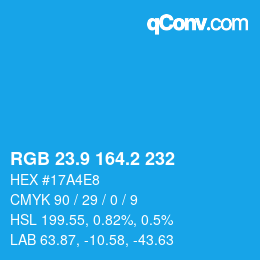 Color code: RGB 23.9 164.2 232 | qconv.com