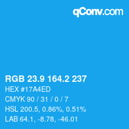 Color code: RGB 23.9 164.2 237 | qconv.com