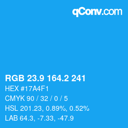 Color code: RGB 23.9 164.2 241 | qconv.com