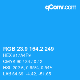 カラーコード: RGB 23.9 164.2 249 | qconv.com