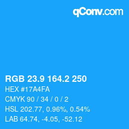 Color code: RGB 23.9 164.2 250 | qconv.com