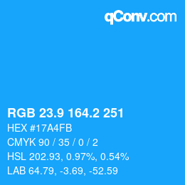 Color code: RGB 23.9 164.2 251 | qconv.com