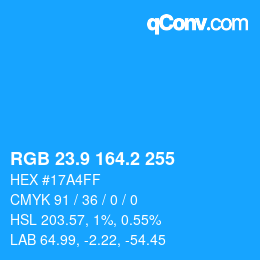 Color code: RGB 23.9 164.2 255 | qconv.com