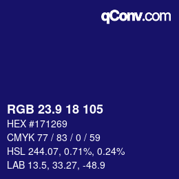カラーコード: RGB 23.9 18 105 | qconv.com