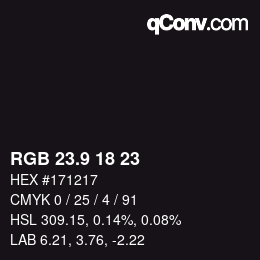 カラーコード: RGB 23.9 18 23 | qconv.com