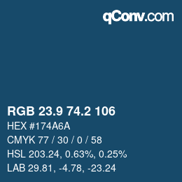 カラーコード: RGB 23.9 74.2 106 | qconv.com