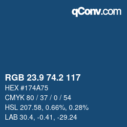 Color code: RGB 23.9 74.2 117 | qconv.com