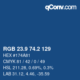 Color code: RGB 23.9 74.2 129 | qconv.com
