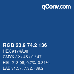カラーコード: RGB 23.9 74.2 136 | qconv.com