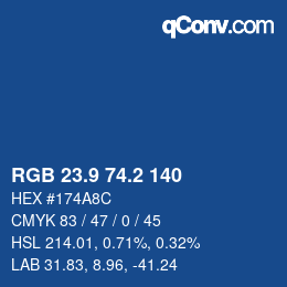 Color code: RGB 23.9 74.2 140 | qconv.com