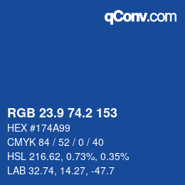 カラーコード: RGB 23.9 74.2 153 | qconv.com