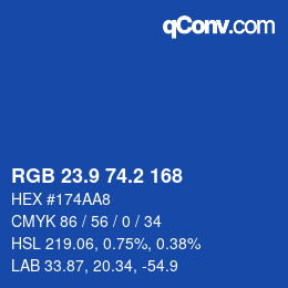 Color code: RGB 23.9 74.2 168 | qconv.com