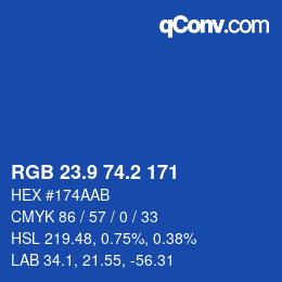 カラーコード: RGB 23.9 74.2 171 | qconv.com